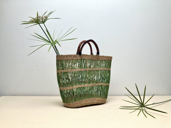 lime green hand woven basket from Africa